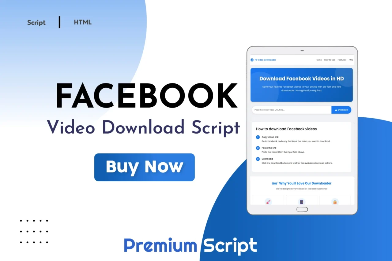 FB video downloader script interface for websites and online Facebook video download tools
