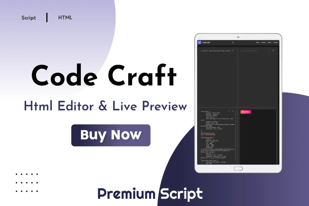 HTML live preview script interface for testing and viewing HTML code in real time