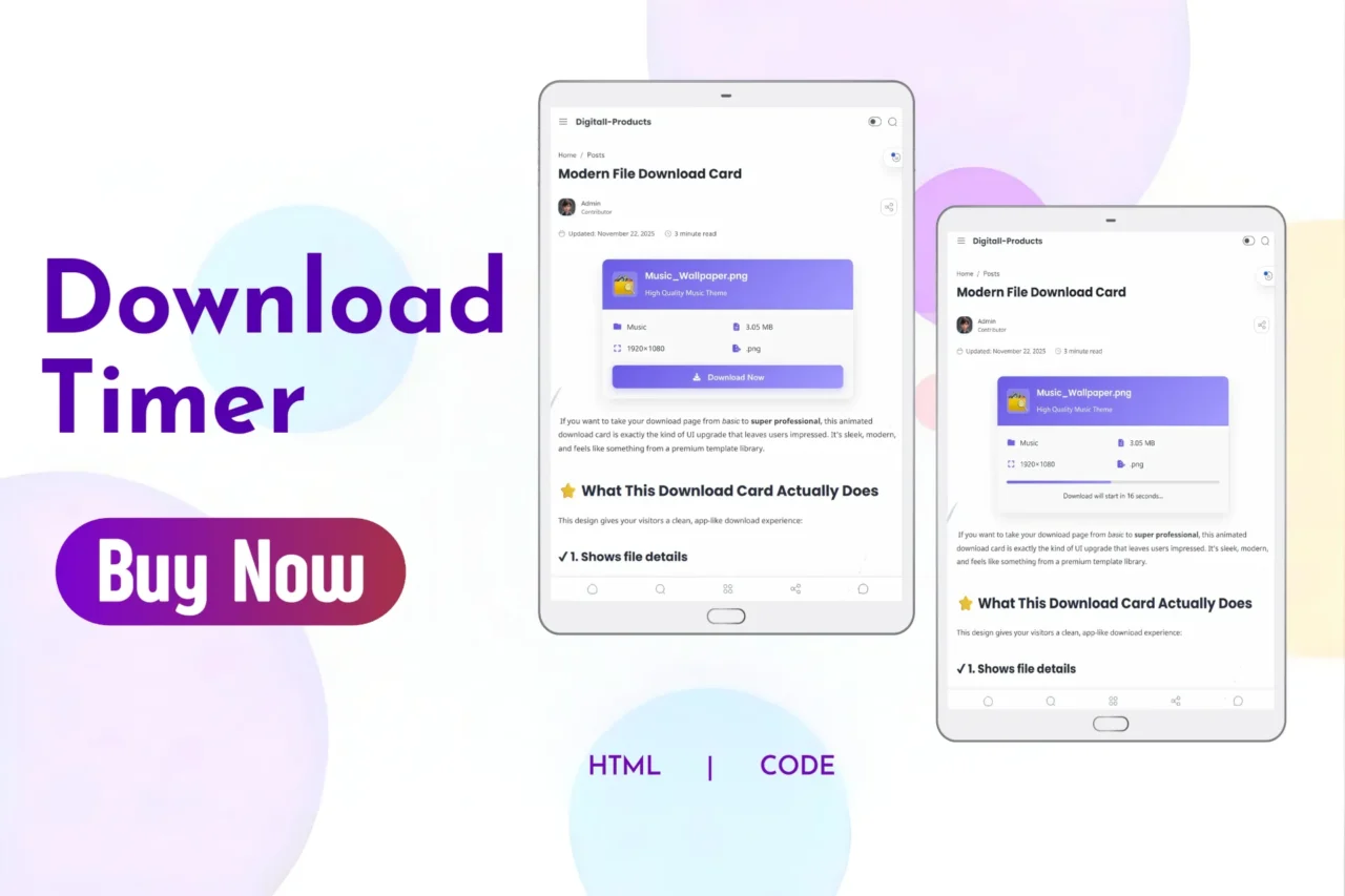 Modern file download card UI design for websites and digital product pages