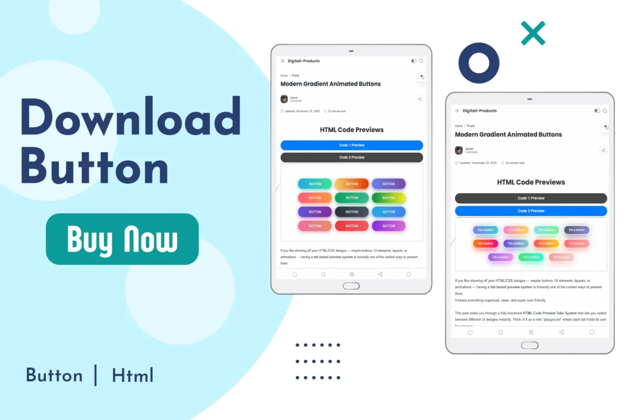 Modern gradient animated buttons pack for websites and UI designers