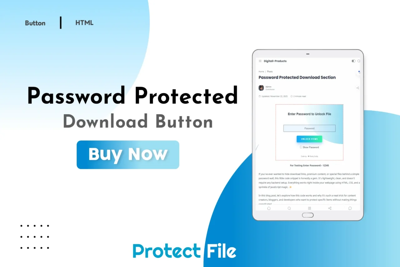 Password-protected download section layout with secure file access design