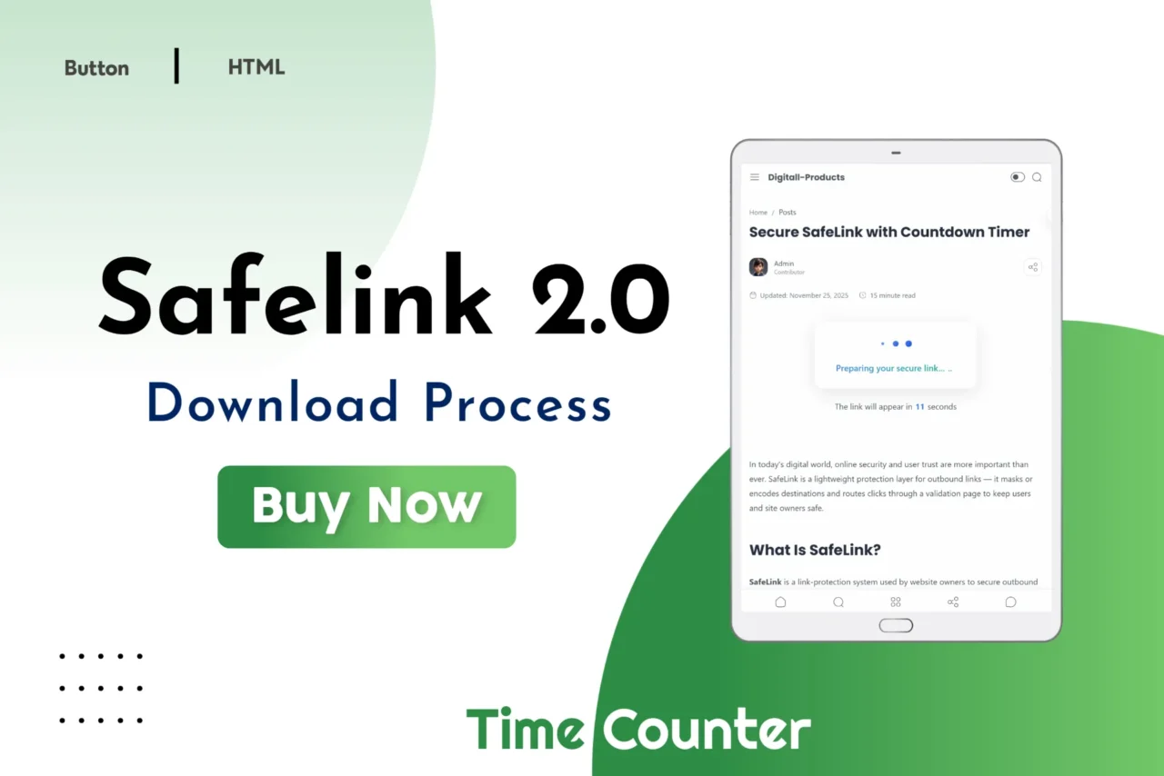 Secure safelink with countdown timer for websites and safe download redirection