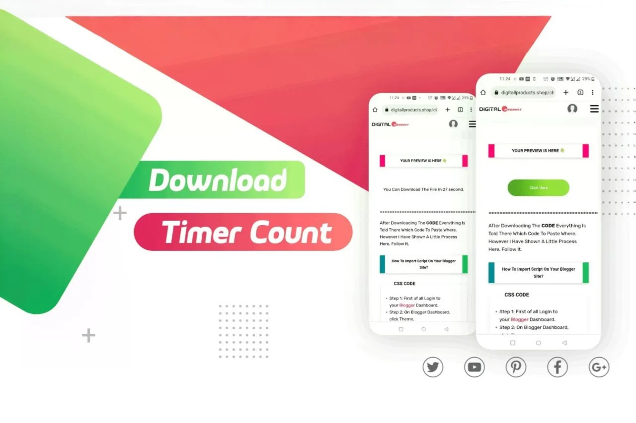 Simple countdown download button with timer for file downloads